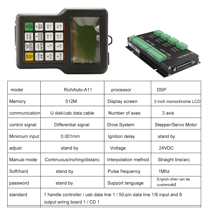 CNC Điều Khiển Richauto DSP A1 - đánh giá và giá Richauto A11 Dsp Controller 3 Axis