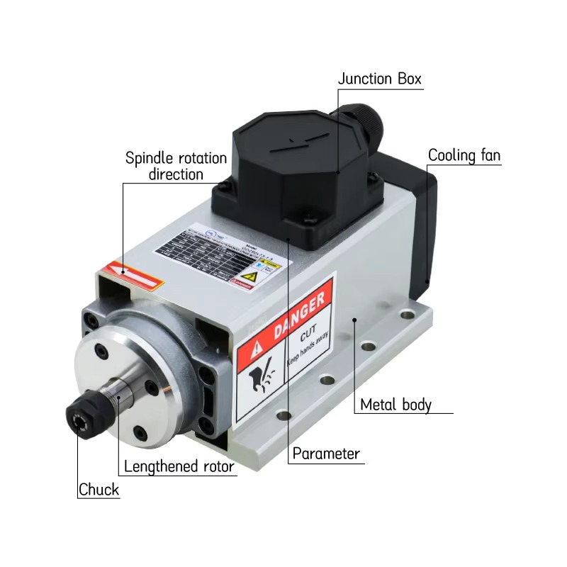 High Speed 1.5KW 2HP Air Cooli - đánh giá và giá Er20 Collet Chuck Spindle Motor 220V