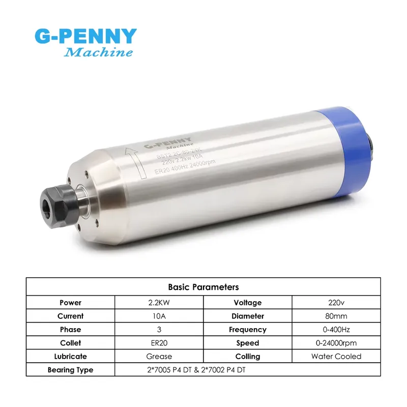 G-penny 2.2KW ER20 D80 Wood Wo - đánh giá và giá 2.2Kw Water Cooled Spindle Kit Vfd