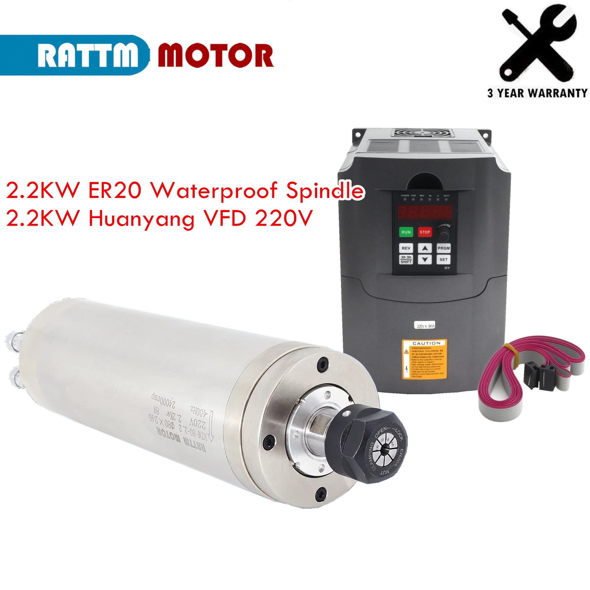 Waterproof Water Cooled CNC sp - đánh giá và giá 2.2Kw Water Cooled Spindle Kit Vfd
